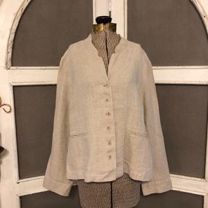 Eileen Fisher Irish linen blazer jacket top L